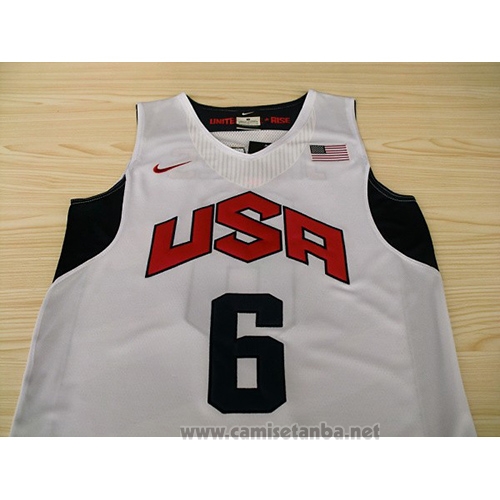 Camiseta USA 2012 Lebron James #6 Blanco